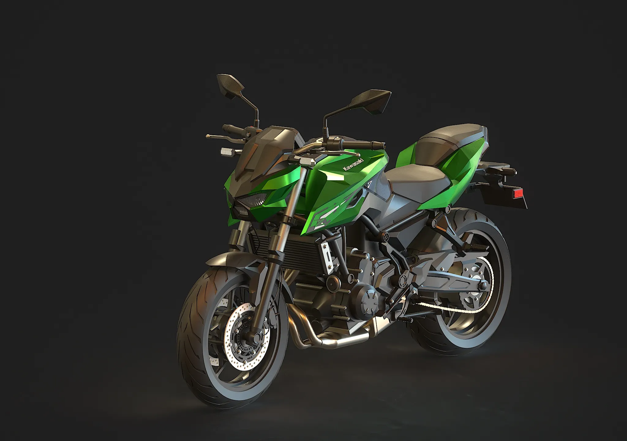 Base model Kawasaki Z650 S 2026 3D Model .c4d .max .obj .3ds .fbx .stl .blend 