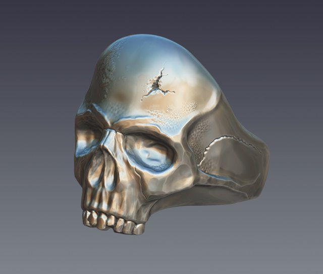 skull ring 3D Baskı Modeli .c4d .max .obj .3ds .fbx .stl .blend 