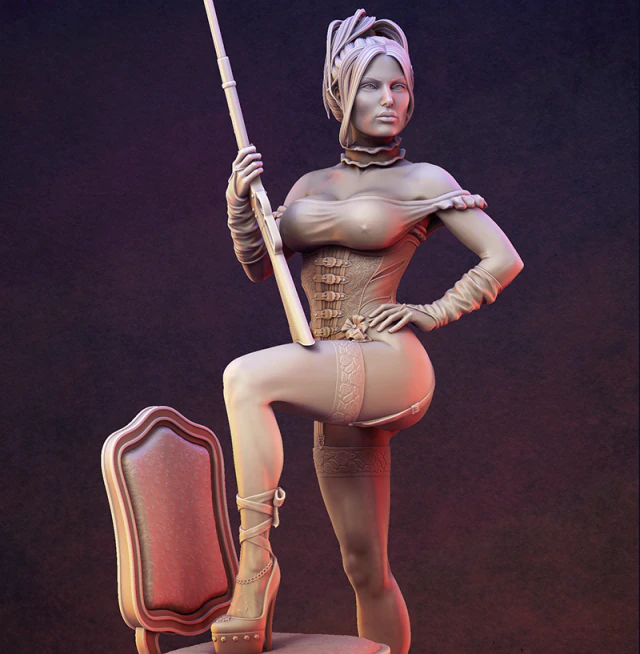 WILD WEST WOMAN NSFW PRE-SUPPORTED 3D Print Model .c4d .max .obj .3ds .fbx .stl .blend