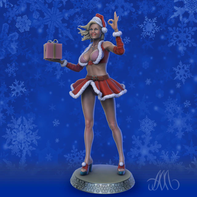 SANTA GIRL PRE-SUPPORTED 3D Print Model .c4d .max .obj .3ds .fbx .stl .blend 