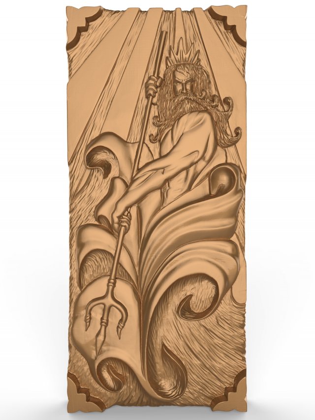 wooden carved board for backgammon the gods of seas poseidon 3D Принт Модель .c4d .max .obj .3ds .fbx .stl .blend 