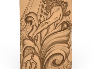 wooden carved board for backgammon the gods of seas poseidon 3D Print Model