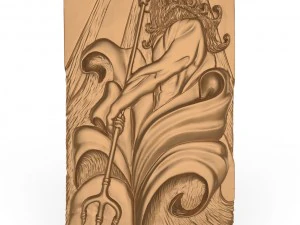 बैकगैमौन के लिए लकड़ी का नक्काशीदार बोर्ड, समुद्र के देवता पोसीडॉन 3D प्रिंट मॉडल