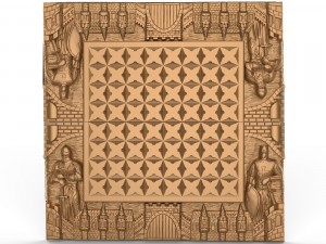 wooden carved chessboard 003 3Dモデル