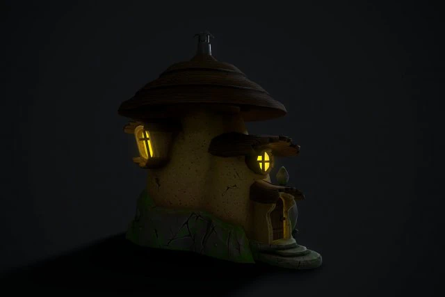 mushroom house 3D Model .c4d .max .obj .3ds .fbx .stl .blend 