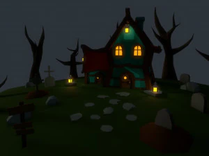 令人毛骨悚然的房子 3D 模型