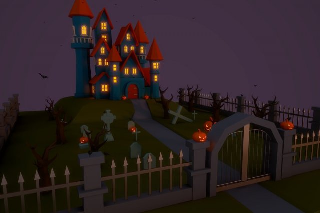halloween castle Modèle 3D .c4d .max .obj .3ds .fbx .stl .blend 
