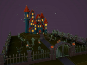 halloween castle Modèle 3D