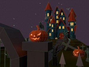 halloween castle Modèle 3D