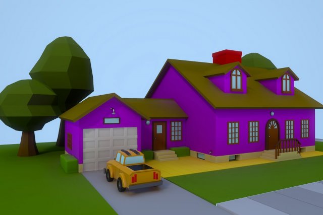 low poly house 2 3D 模型 .c4d .max .obj .3ds .fbx .stl .blend