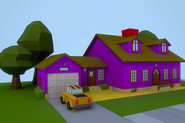 low poly house 2 3D Model .c4d .max .obj .3ds .fbx .stl .blend 