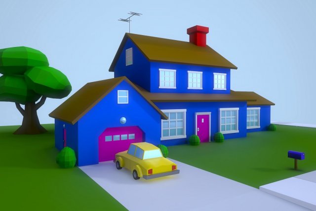 low poly house 1 3D मॉडल .c4d .max .obj .3ds .fbx .stl .blend 