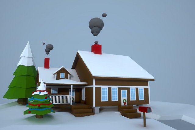 low poly house 3D Модель .c4d .max .obj .3ds .fbx .stl .blend 