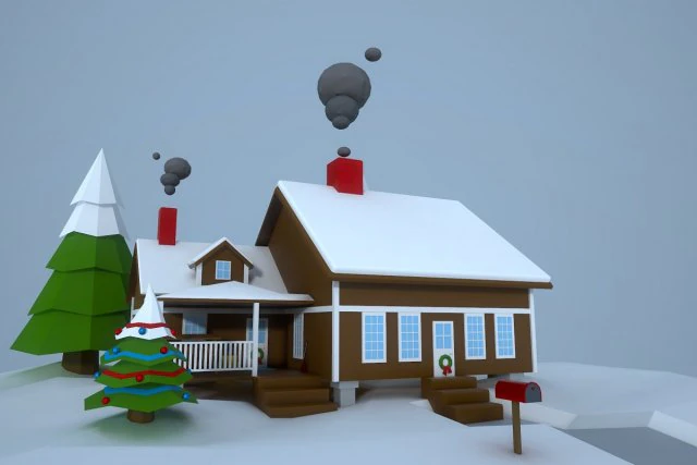 low poly house 3D Model .c4d .max .obj .3ds .fbx .stl .blend 