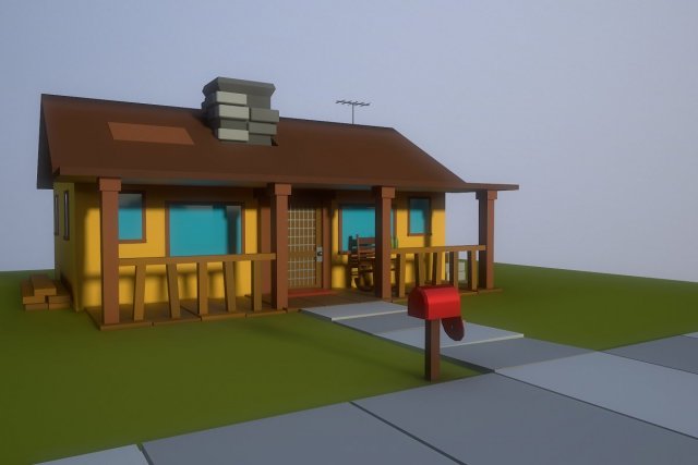 low poly old house 3D Модель .c4d .max .obj .3ds .fbx .stl .blend
