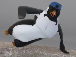 audacieux pingouin-gr&eacute;&eacute;-textur&eacute; Modèle 3D