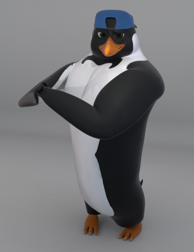audacious penguin-rigged-textured Model 3D .c4d .max .obj .3ds .fbx .stl .blend 