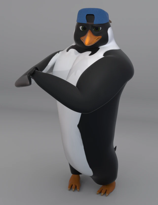 audacieux pingouin-gr&eacute;&eacute;-textur&eacute; Modèle 3D .c4d .max .obj .3ds .fbx .stl .blend 