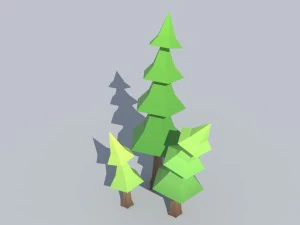 низкополигональные ели 3D Модель