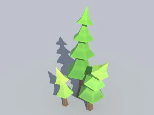 низкополигональные ели 3D Модель