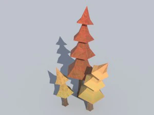 низкополигональные ели 3D Модель