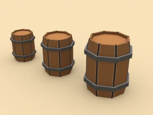 लकड़ी का बैरल - संस्करण 1 3D मॉडल