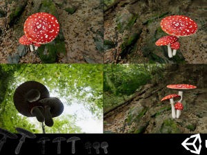 game ready pbr mushrooms set 3 3D Model