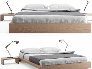 ki - low loft wooden bed 3D Model