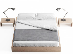 ki - low loft wooden bed 3D Модель