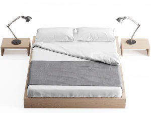 ki - low loft wooden bed 3D Model