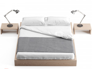 ki - low loft wooden bed 3D Модель