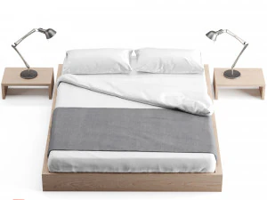 ki - low loft wooden bed 3D Model