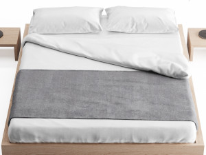 ki - low loft wooden bed 3D Модель