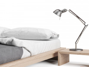 ki - low loft wooden bed 3D Модель