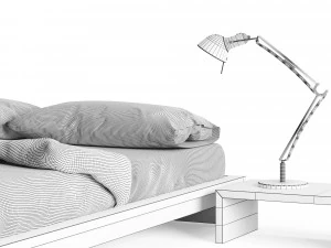 ki - low loft wooden bed 3D Model