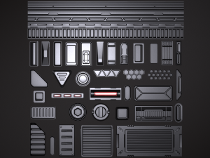 Sci-fi trim sheet 3D 模型
