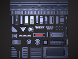 Sci-fi trim sheet 3D 模型