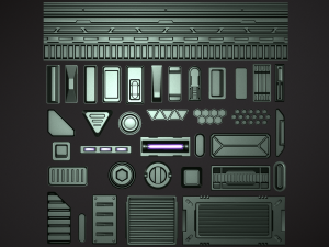 Sci-fi trim sheet 3D 模型