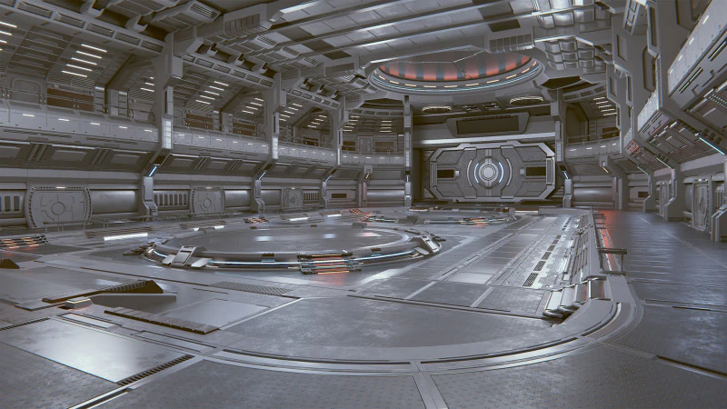 Sci-Fi Industrial Hangar Scene - Quantum 3D Model .c4d .max .obj .3ds .fbx .stl .blend 
