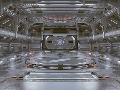 Sci-Fi Industrial Hangar Scene - Quantum 3D मॉडल