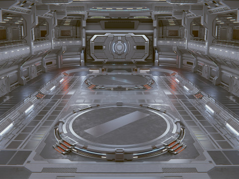 Sci-Fi Industrial Hangar Scene - Quantum 3D मॉडल