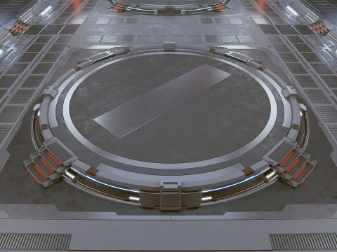 Sci-Fi Industrial Hangar Scene - Quantum 3D मॉडल