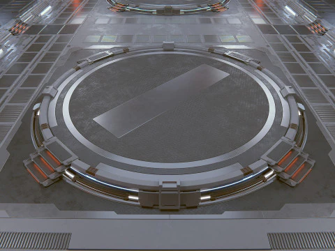 Sci-Fi Industrial Hangar Scene - Quantum 3D Model