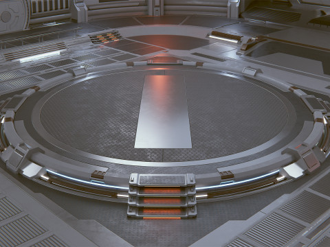 Sci-Fi Industrial Hangar Scene - Quantum 3D मॉडल
