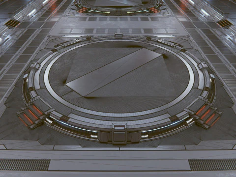 Sci-Fi Industrial Hangar Scene - Quantum 3D Model