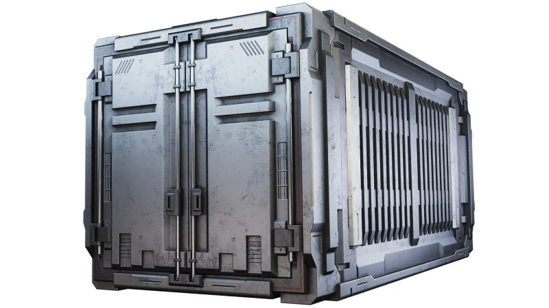 Sci-fi industrial container 3D Model .c4d .max .obj .3ds .fbx .stl .blend 