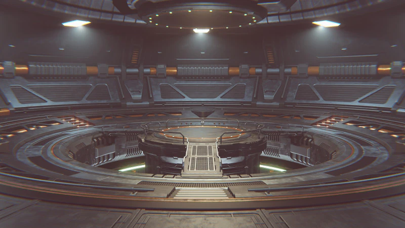 Sci-fi industrial Hangar Scene - Rework-Tessla 3D Model .c4d .max .obj .3ds .fbx .stl .blend 