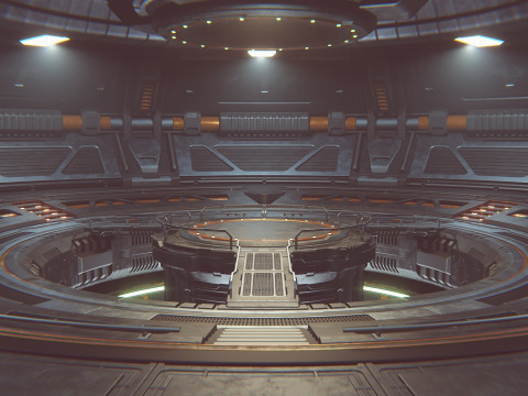 Sci-fi industrial Hangar Scene - Rework-Tessla 3D मॉडल