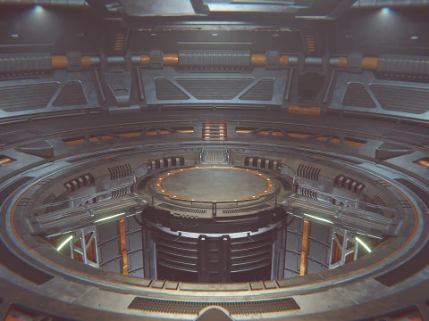 Sci-fi industrial Hangar Scene - Rework-Tessla 3D Model