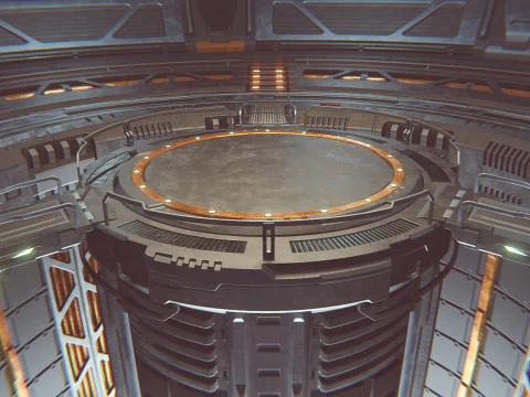 Sci-fi industrial Hangar Scene - Rework-Tessla 3D Model